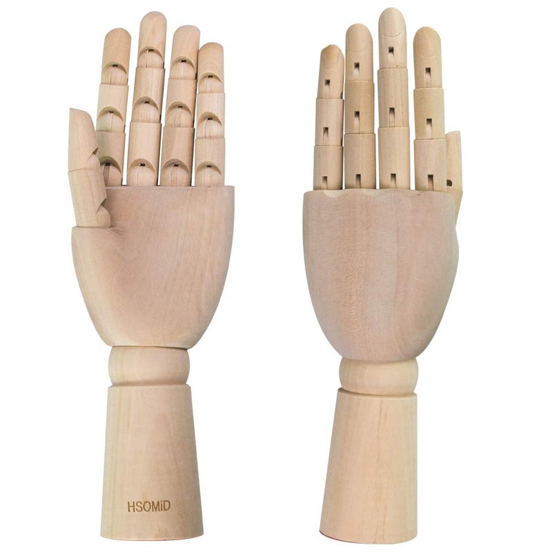 HSOMiD Flexible Wooden Artist Manikin - Moveable Hand Figure, 12 Inches, Men's Left Hand for Sketching, Drawing, Painting & Home Office Decoration - Image 3